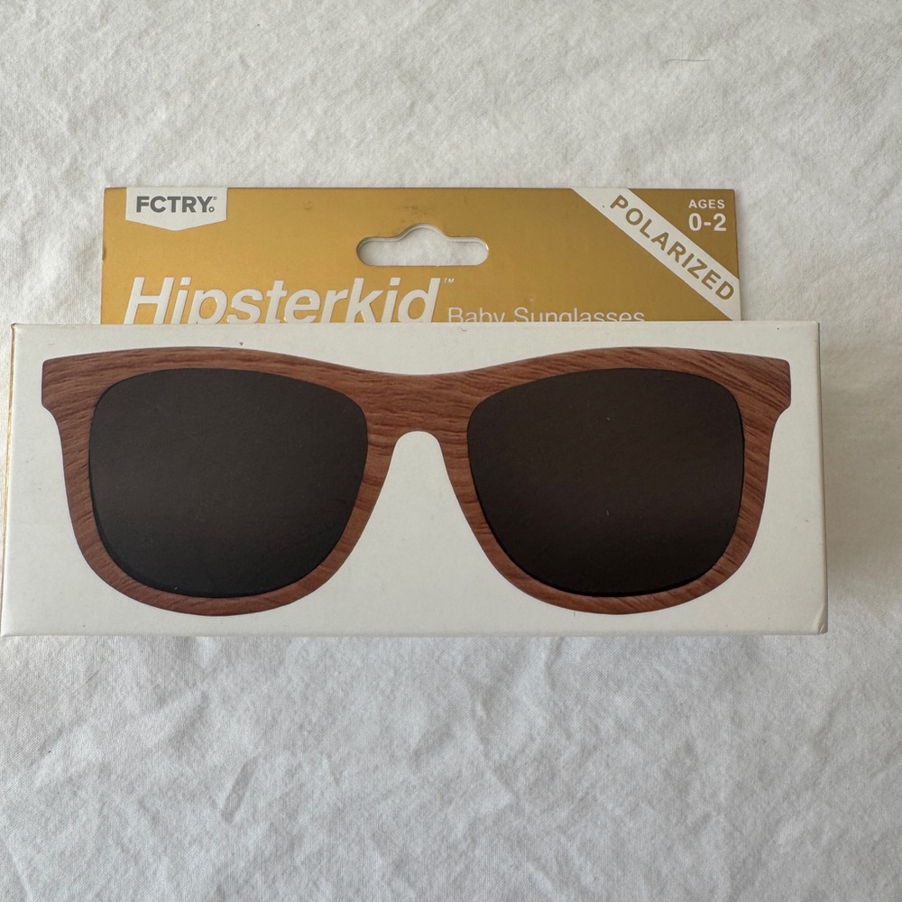 Hipsterkid Baby Sunglasses - Faux Woodgrain Frame, Black Lenses